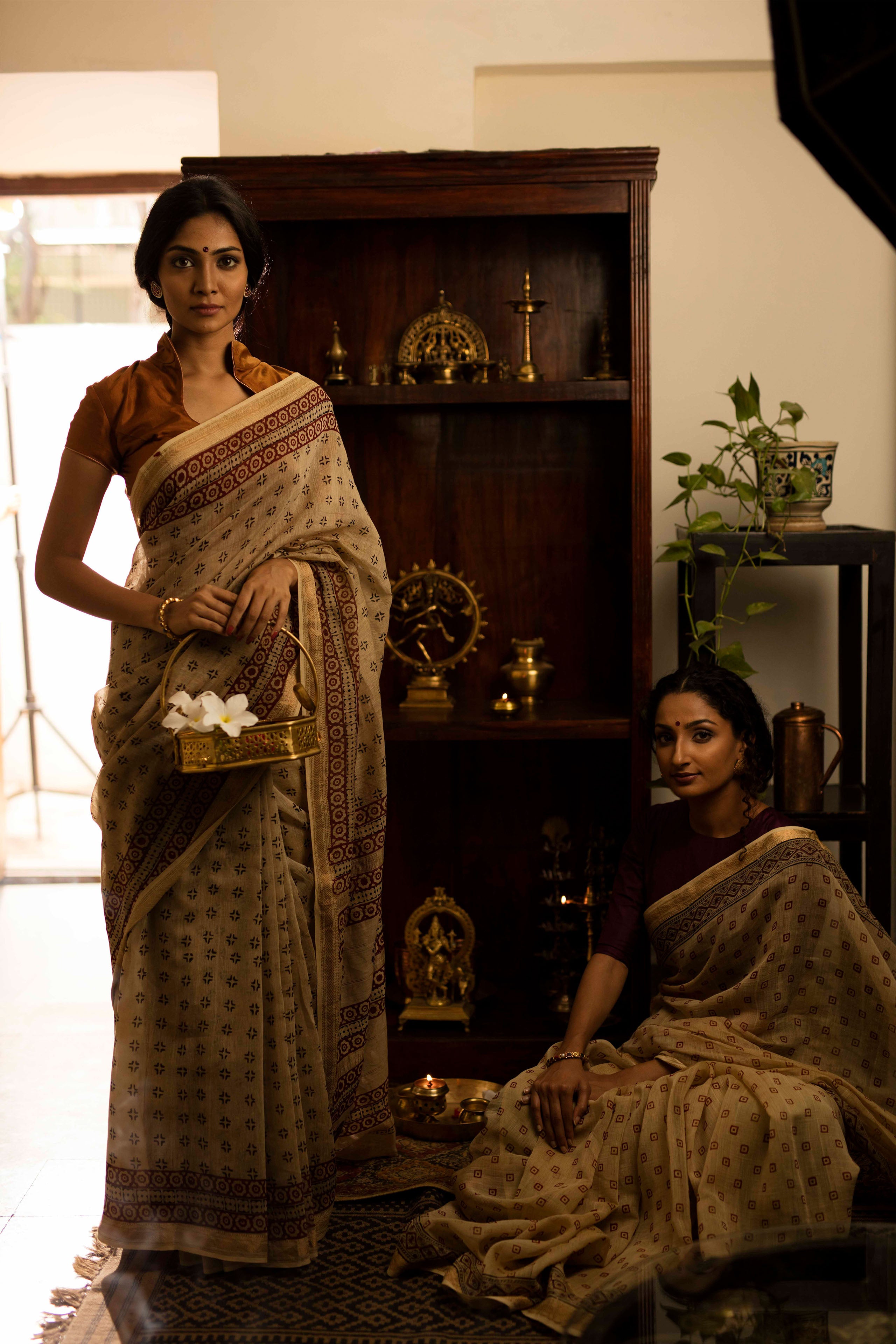 Calantha's Star Print Kalamkari Sari