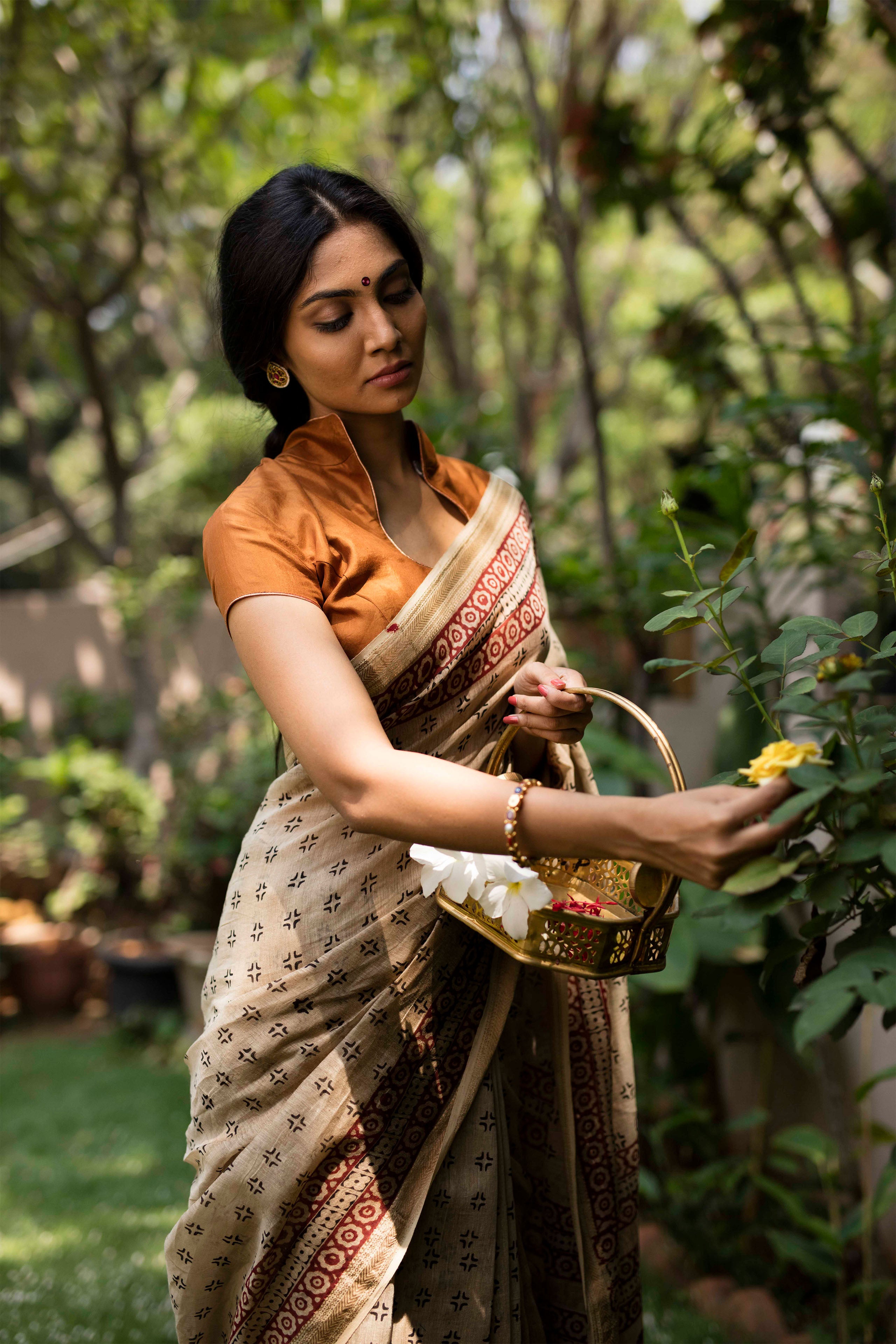 Calantha's Star Print Kalamkari Sari