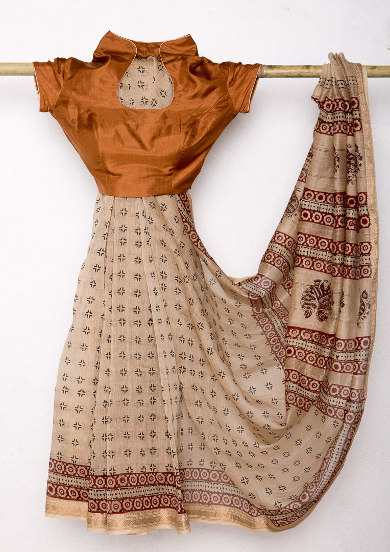 Calantha's Star Print Kalamkari Sari