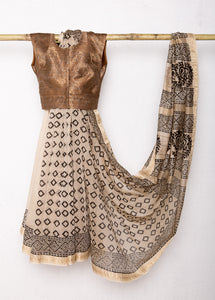 Calantha's Diamond print Kalamkari Sari