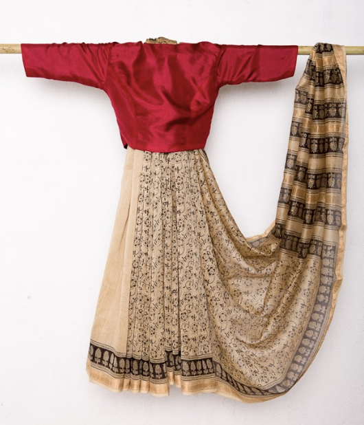 Calantha's Floral Kalamkari Sari